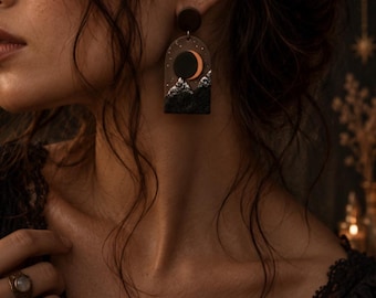 Eclipse Earrings | Handmade Polymer Clay Earrings | Nickel Free Hypoallergenic