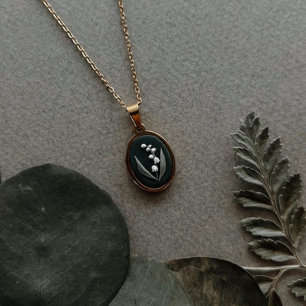 Lily of the Valley Necklace | Floral Keepsake Jewelry| Meaningful Flower Pendant| Memorial Gift| Symbolic Handmade Necklace for Her