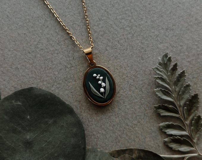 Lily of the Valley Necklace | Floral Keepsake Jewelry| Meaningful Flower Pendant| Memorial Gift| Symbolic Handmade Necklace for Her
