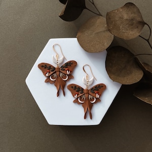 Woodland Moth Earrings | Moth Earrings | Handmade Polymer Clay | Nickel Free Hypoallergenic