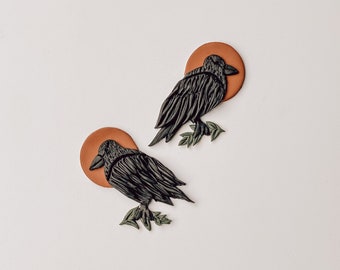 Crow Earrings | Polymer Clay | Nickel Free