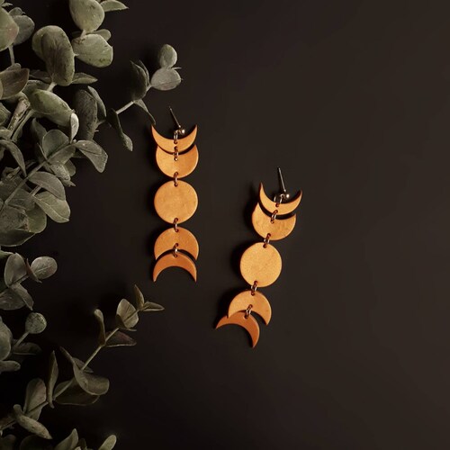 Moon Phases Modern Polymer Clay Statement Earrings 3 Sizes Etsy