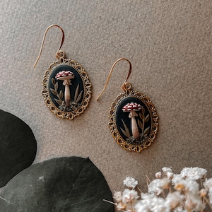 Mushroom Earrings | Handmade Polymer Clay Earrings | Vintage | Mushroom Art | Nickel Free Hypoallergenic