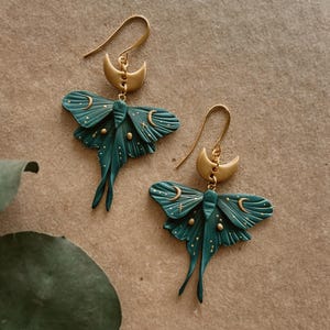 Moth Earrings | The Midnight Moth | 2 sizes | Handmade Polymer Clay Earrings | Nickel Free hypoallergenic