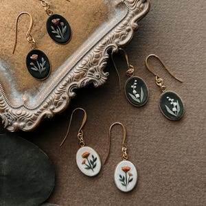Birth Flower Earrings | Handmade Polymer Clay | Nickel Free Hypoallergenic