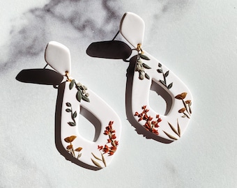 Floral Statement Earrings | Handmade Polymer Clay | Modern Earrings | Nickel Free