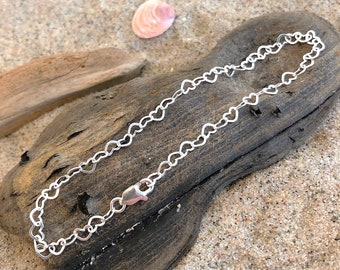Anklet heart for charms 925 silver 30 cm