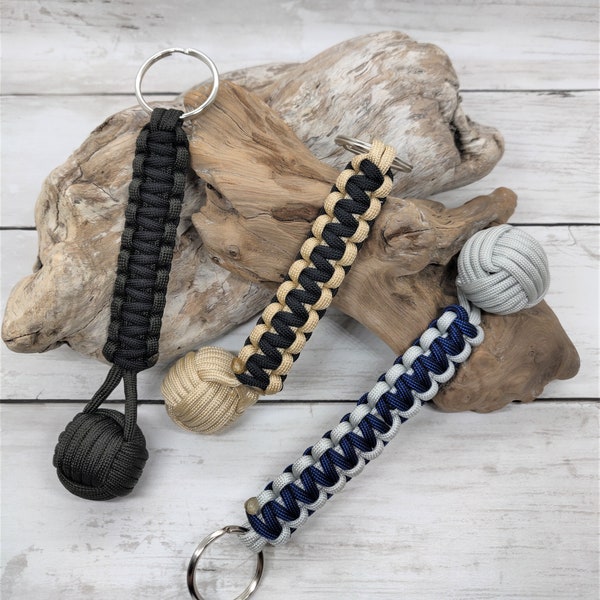 Paracord Keychain, Two-Colored Paracord Monkey Fist Keychain, Monkey Fist, Custom Color Choice, Cobra Weave Keychain