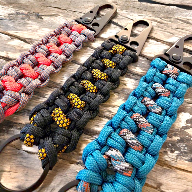 Paracord Keychain Custom Modified Snake Trail Knot Color Options ...