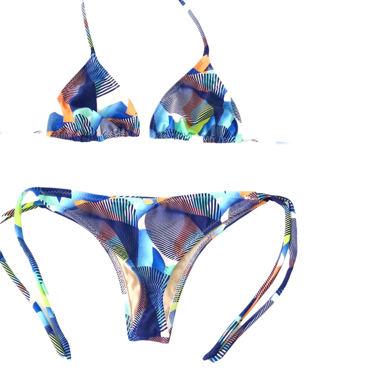 Swimwear Colorful Set Top Triangle & Cheeky Bikini Medium - Etsy UK
