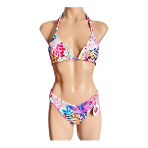 Swimwear colorful top with cheeky bikini/ colorful swimsuit pink full colors bikini