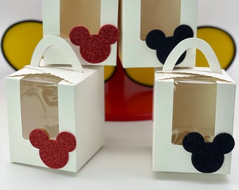 Birthday party favors  Mickey Mouse cupcake goodie boxes drive by favor bags  set of 10 to go favor boxes