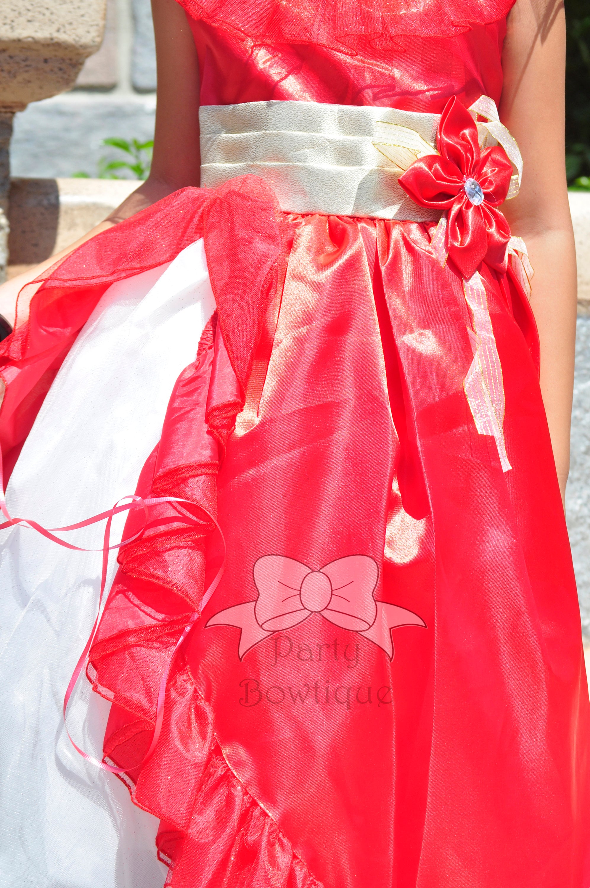 elena of avalor birthday dress Princess Elena Birthday Outfit Ribbon and Lace trim tutu Red Gold,  Embroidered