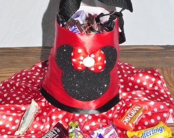Minnie and Mickey Mouse  Halloween trick or treat bag. Halloween tote, halloween treat goody bag, Minnie Mouse purse candy loot bag