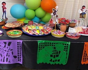 Dia de los muertos Plastic Coco themed banner garland Plastic Papel Picado Banner