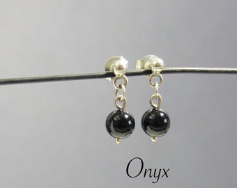 Black Onyx Earrings, Sterling Silver, Onyx Jewelry, Gemstone Earrings, Dangle Earrings