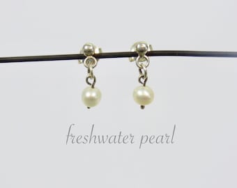 Sterling Silver Freshwater Pearl Earrings, Dangle Earrings, Silver Earrings, Bridal Earrings, Pearl Jewelry