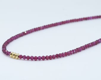 Garnet Beaded Necklace, Natural Garnet, Gold Filled, January Birthstone, Gift for Her