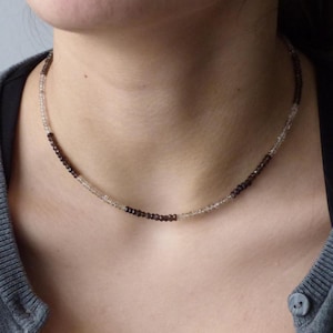 Smoky Quartz Necklace, Gemstone Beaded Necklace, AAA Smoky Quartz, Layering Necklace