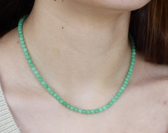 Jade Necklace, Beaded Jade Gemstone Necklace, African Green Jade Necklace, Jade Jewellery