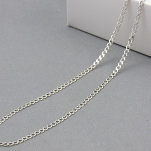 Sterling Silver Chain, Diamond Cut Curb Chain, Everyday Necklace
