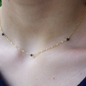 Gold Filled Sapphire Necklace: Minimalist Gemstone September Birthstone