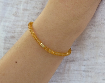 Citrine Bracelet, Natural Citrine Bracelet, 14k Gold Filled, Beaded Bracelet, Gift for Her