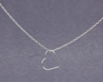 Dainty Heart Necklace, Silver Love Heart Pendant Necklace, Minimalist Necklace, Gift for Her