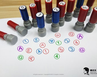 Mini Round Self-Inking Circle - 1cm Number and Alphabet Stamp, FREE SHIPPING item