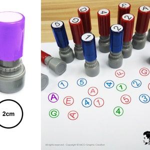 Mini ronde stempel, 2cm / 20mm diameter cirkel zelfinktstempel, Nummerstempel, Alfabetstempel, Loyaliteitskaart Tekststempel GRATIS VERZENDING