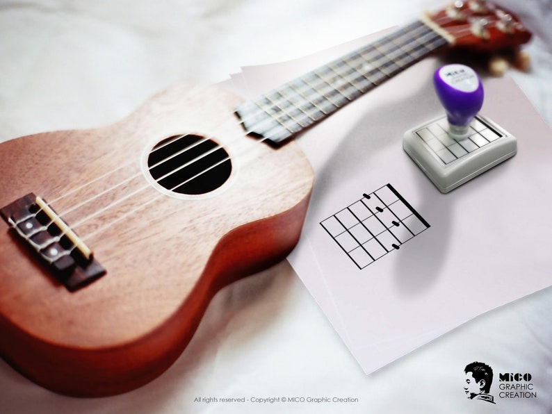 Ukulele Chord Self Ink Stamp for Ukulele, Bass, Mandolin and Banjo, Great Aiding Tool for Music