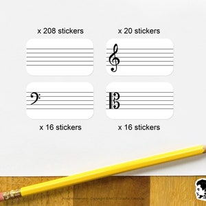 Leere Personalmusik, fünf Linien Musikpersonal, Label Sticker für Musik lernen und lehren.
