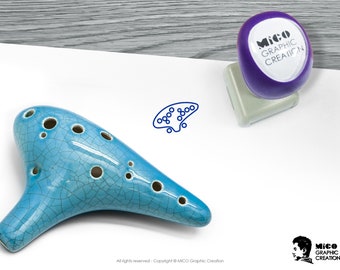 Mini sello de tinta propia, sello de digitación de ocarina, sello de acordes de ocarina, sello de música para el aprendizaje y la enseñanza de la ocarina.