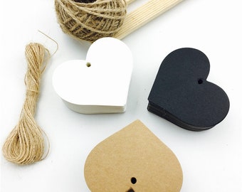 100 tags of 300 gsm Heart Shaped Blank paper tag with Hole, multiple size, tag, Price Tags, Hang Tags, Gift Tags