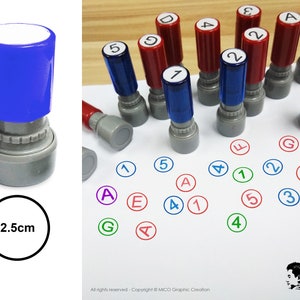 Mini ronde stempel, 2,5 cm / 25 mm diameter cirkel zelfinktstempel, nummerstempel, alfabetstempel, loyaliteitskaart tekststempel GRATIS VERZENDING