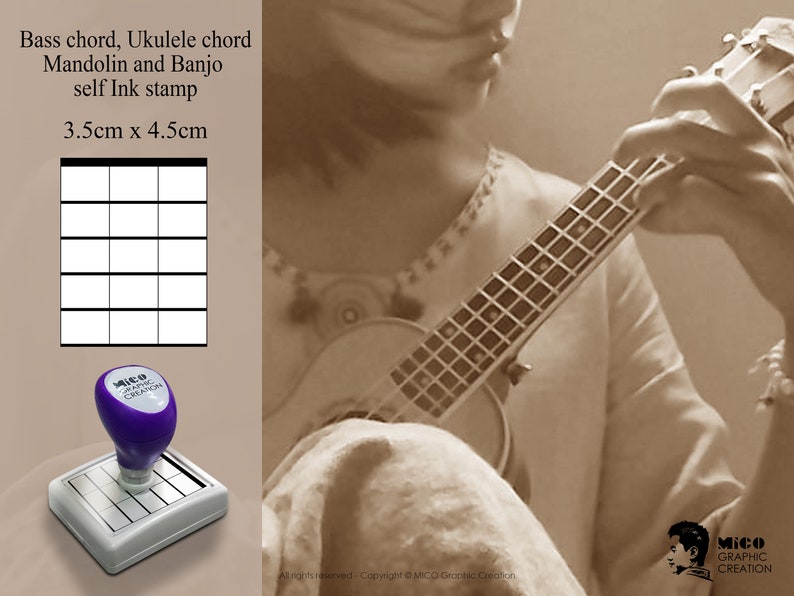 35 X 45mm Self Ink Stamp Bass Chord Stamp Ukulele Chord Etsy
