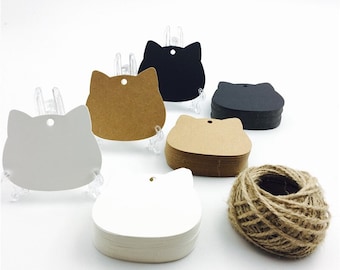100 tags of 300 gsm Cat Head Shaped Blank paper tag with Hole, multiple size, tag, Price Tags, Hang Tags, Gift Tags