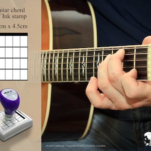 Guitar chord Self ink stamp for learning Acoustic Guitar, Electric Guitar, Mandolin, Great aiding tool for Music learning & teaching.