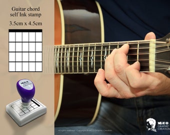 Guitar chord Self ink stamp for learning Acoustic Guitar, Electric Guitar, Mandolin, Great aiding tool for Music learning & teaching.