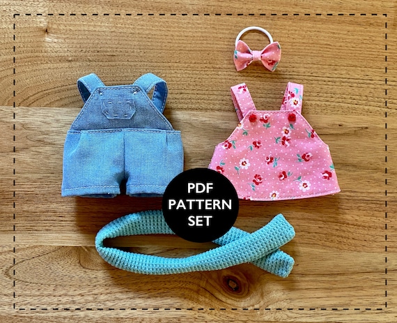 Baby doll clothes, doll pinafore pattern, doll clothing sewing pattern - Make miniature clothing for your toys.