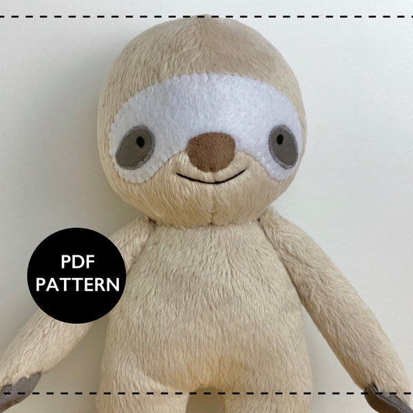 Sloth sewing pattern, Stuffed sloth pattern, Sloth pdf sewing - Sew a sleepy sloth.