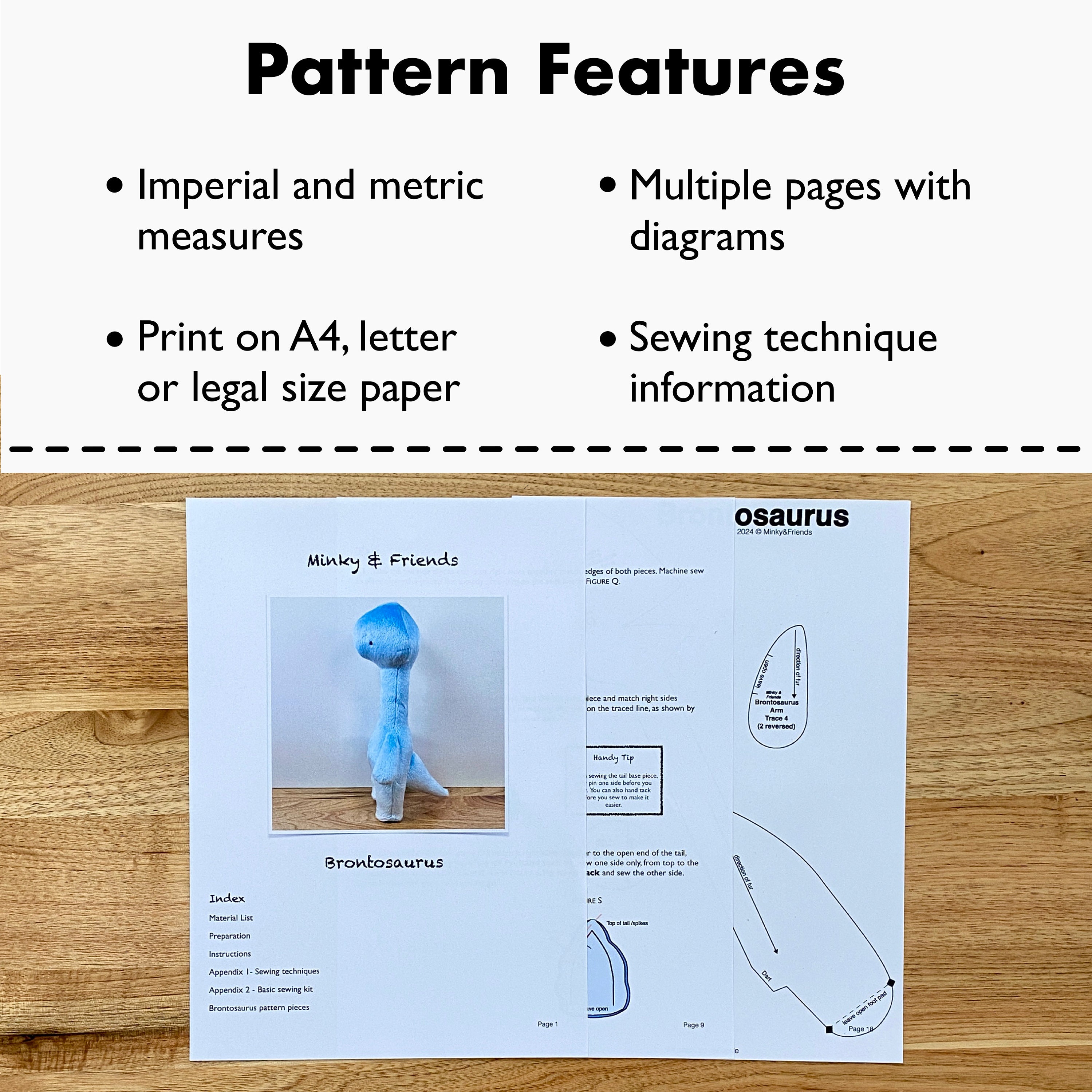 Brontosaurus Sewing Pattern, Dinosaur Plushie (PDF Pattern) - Etsy ...
