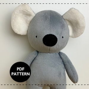 Koala bear stuffed animal, koala sewing pattern, plush animal pattern - Sew a cute Australian koala bear toy.