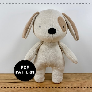 Puppy dog sewing pattern, plush dog pattern, pup doll - Sew a cute dog plushie as your new best friend.