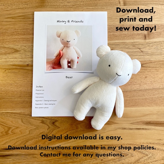 Bear SEWING PATTERN PDF Memory Bear Stuffed Animal - Inspire Uplift