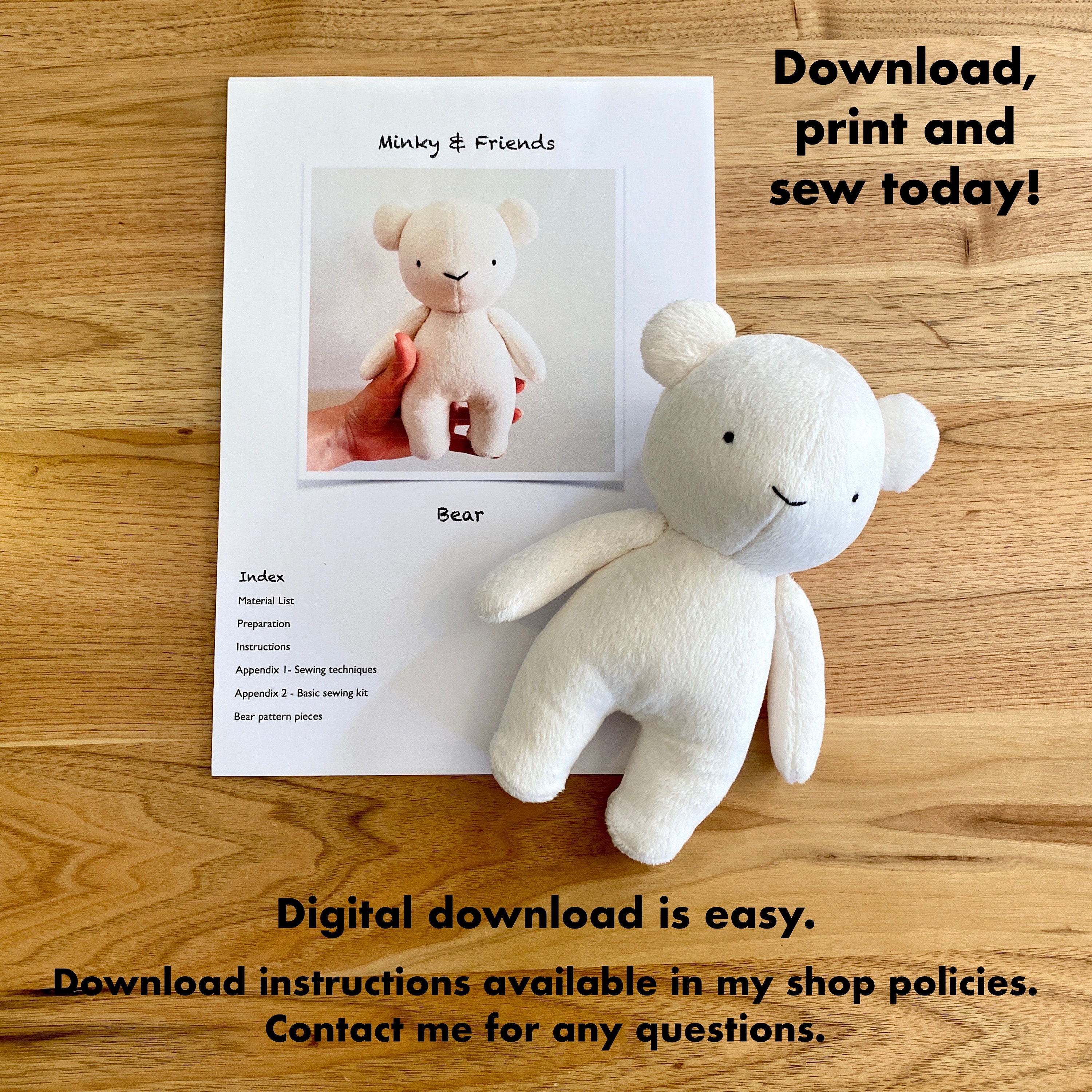 Christmas Memory Bear PDF Sewing Pattern and Tutorial