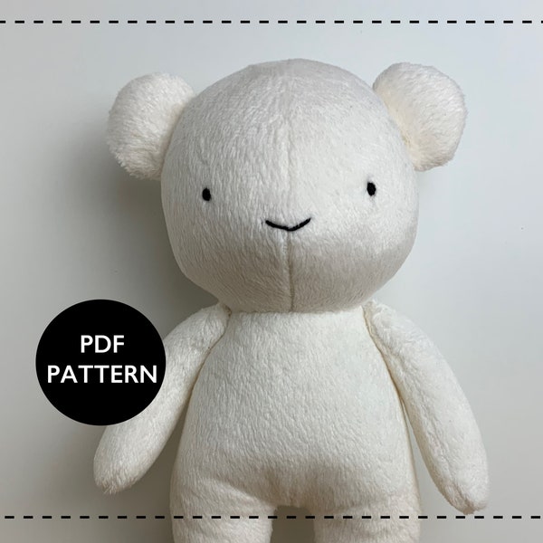 Patron de couture ours en peluche pdf, patron ours mémoire, patron poupée softie - Créez un ours unique fait main.