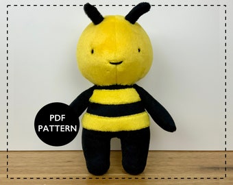 Bumble bee sewing pattern, Bee soft toy pattern, Bumble bee PDF pattern