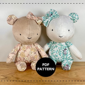 Memory bear pattern pdf, teddy bear sewing pattern, softie doll pattern- Make a keepsake bear.