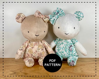 Memory bear pattern pdf, teddy bear sewing pattern, softie doll pattern- Make a keepsake bear.